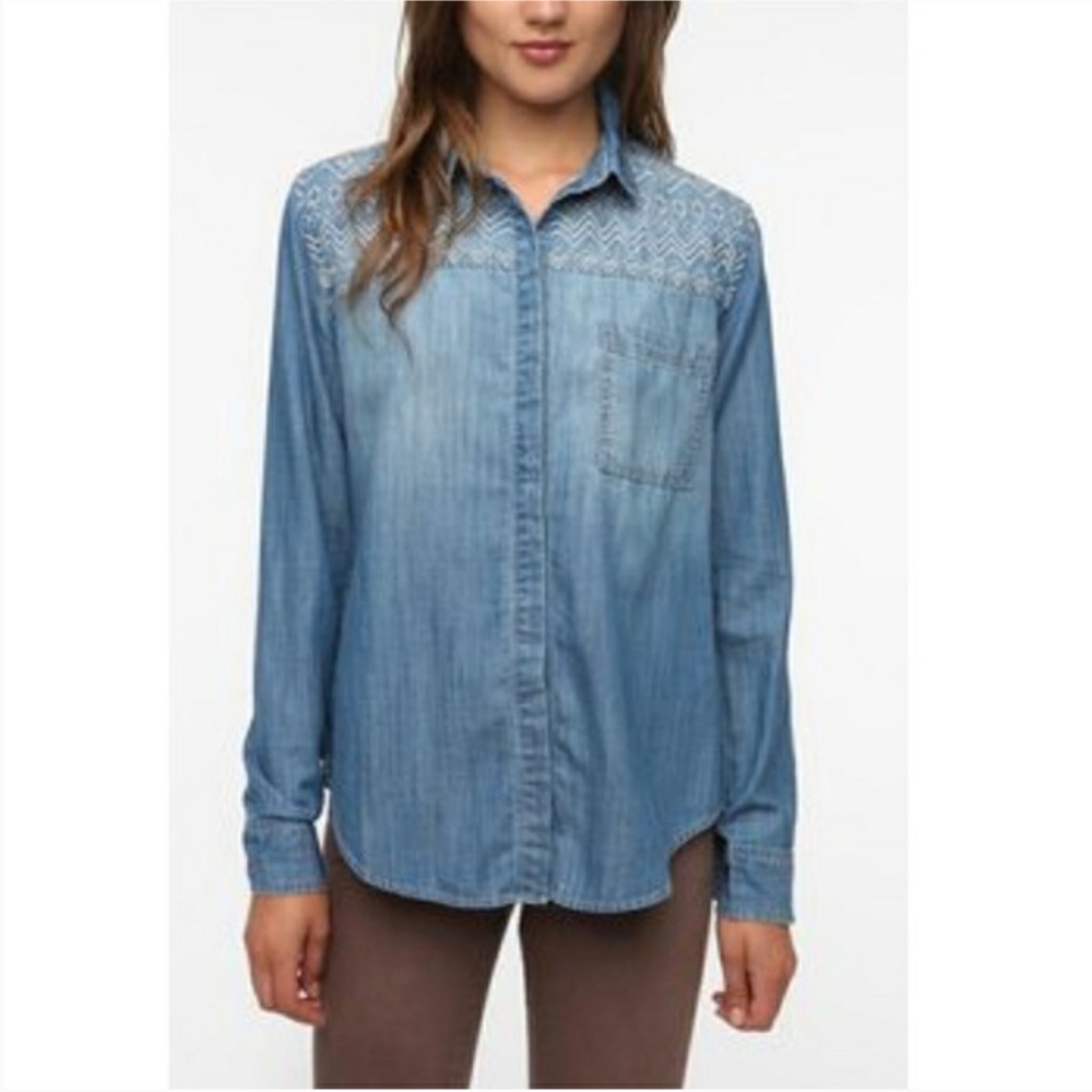 Staring at Stars blue denim button down shirt